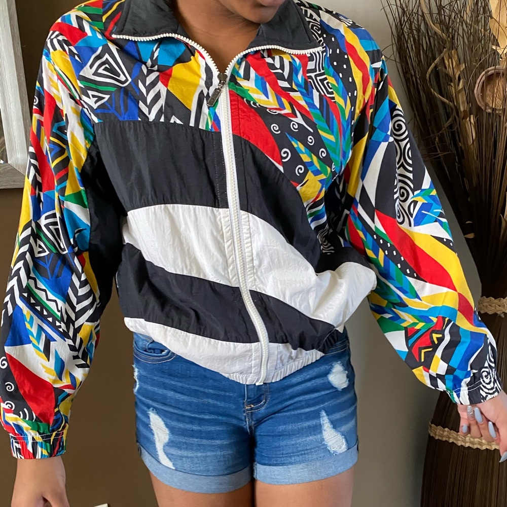 Vintage 80’s multi print/color windbreaker jacket